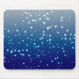 Christmas Sparkles Stars Blue Sky Mouse Pad