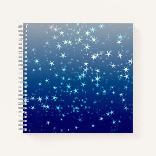 Christmas Sparkles Stars Blue Sky Notebook