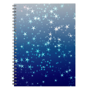 Christmas Sparkles Stars Blue Sky Notebook