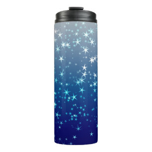 Christmas Sparkles Stars Blue Sky Thermal Tumbler