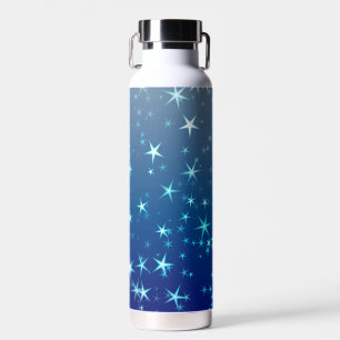 Christmas Sparkles Stars Blue Sky Water Bottle