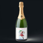 Christmas Sparkling Wine Label Snowman and Girl Da<br><div class="desc">Happy Snowman and Girl Dance Tango Christmas Party Fun Cartoon Drawing - Choose / Add Your Unique Text / Name / Colour - Make Your Special Gift - Resize and move or remove and add elements / text with customisation tool ! Drawing and Design by MIGNED. Please see my other...</div>