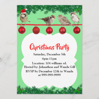 Christmas Sparrow Personalised Invitation