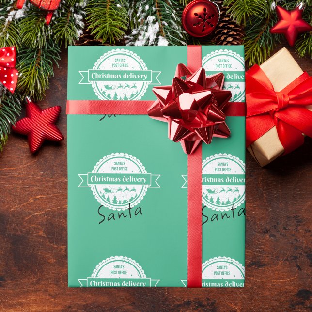 Christmas Special Delivery From Santa Mint Green Wrapping Paper (Creator Uploaded)
