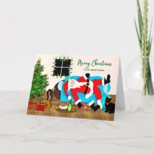 Christmas Special Friends Humour Santa Snoozing Card