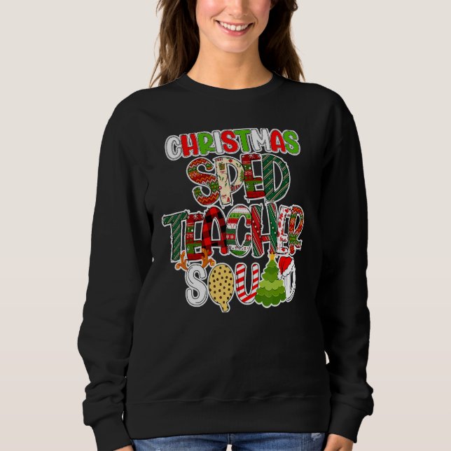 Christmas Sped Teacher Squad Red Plaid Teacher Sweatshirt (Front)