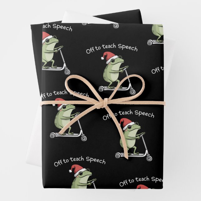 Christmas Speech Therapist SLP Communication  Wrapping Paper Sheet (In situ)