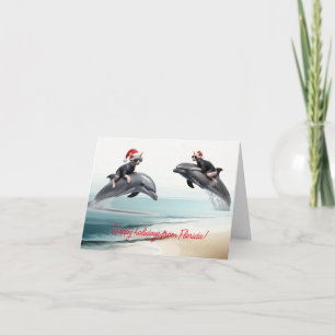 Christmas Sphynx and Dolphin Card