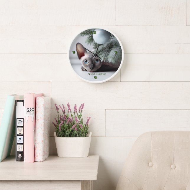 Christmas Sphynx Cat Clock (Reading Room)