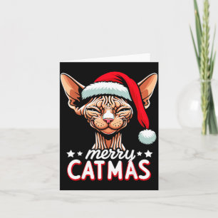 Christmas Sphynx Cat Merry Catmas Santa Hat Xmas  Card