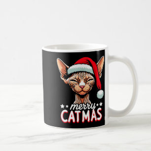 Christmas Sphynx Cat Merry Catmas Santa Hat Xmas Coffee Mug