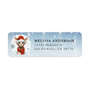Christmas Sphynx Cat Return Labels