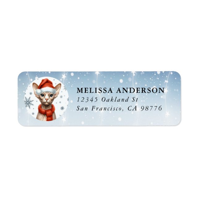 Christmas Sphynx Cat Return Labels (Front)