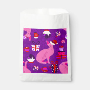 christmas sphynx cat santa sphinx pink favour bag