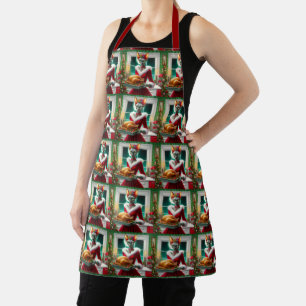 Christmas Sphynx Cat Santa Turkey Apron