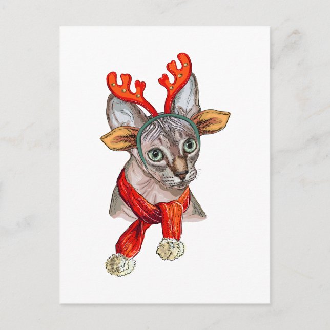 Christmas Sphynx cat T-Shirt Grocery Bag Poster Postcard (Front)