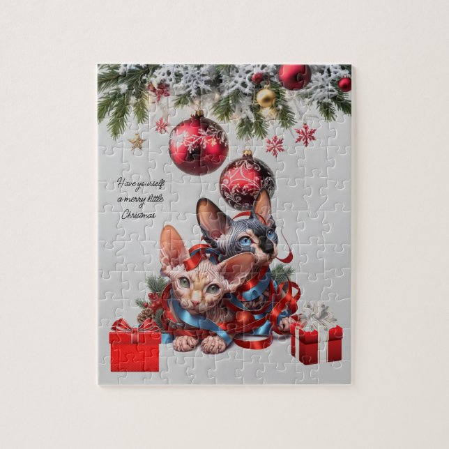 Christmas Sphynx Kittens Jigsaw Puzzle (Vertical)
