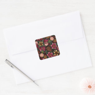 Christmas Spice & Floral Botanical Pattern Square Sticker