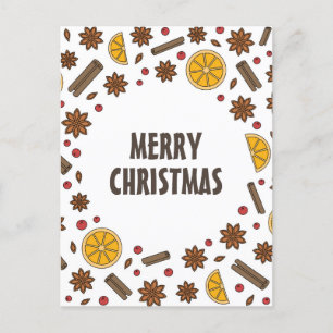 Christmas spices star anise cinnamon orange postcard