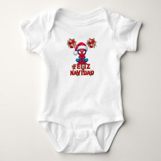 Christmas spider babys baby bodysuit (Front)