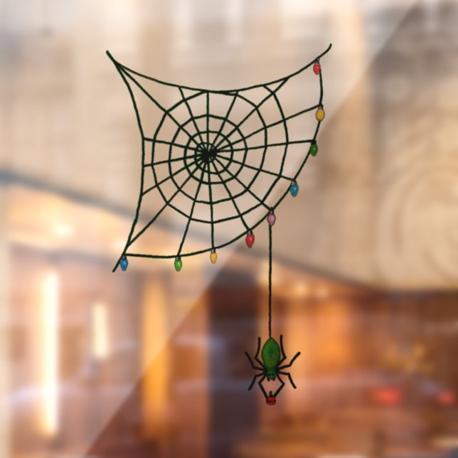 Christmas Spider Web Lights Goth Window Cling (Sheet 2)