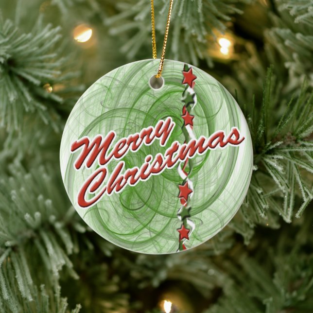 Christmas Spirals & Stars Ceramic Tree Decoration (Tree)