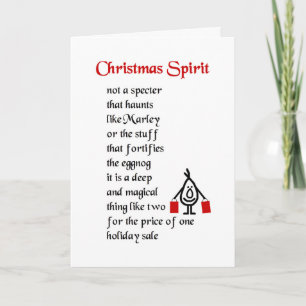 Christmas Spirit - a funny Christmas poem Holiday Card