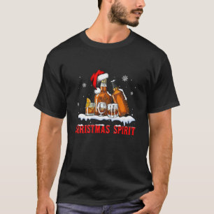 Christmas Spirit Bourbon Whiskey Xmas Santa Hat Al T-Shirt