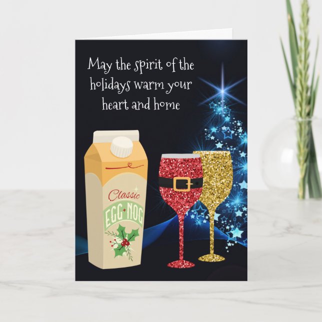 Christmas Spirit Eggnog and Christmas Goblets Holiday Card (Front)
