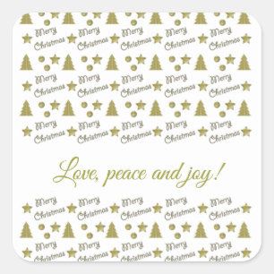 Christmas spirit - golden stars, Christmas trees   Square Sticker