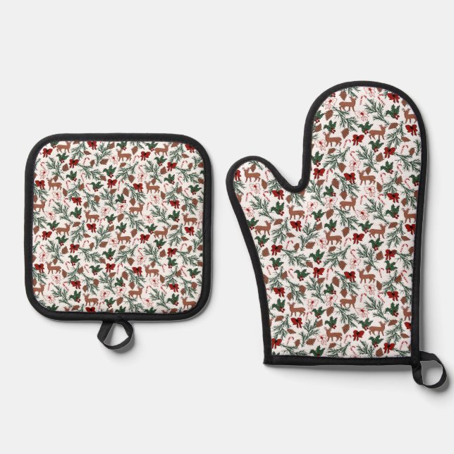 Christmas Spirit Oven Mitt & Pot Holder Set (Front)