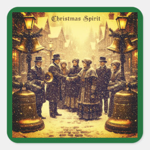 CHRISTMAS SPIRIT TRADITIONAL DESIGN SQUARE STICKER