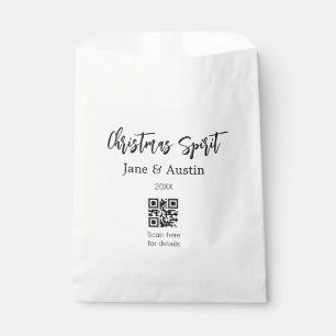 Christmas Spirit wedding couple name QR scan date Favour Bag
