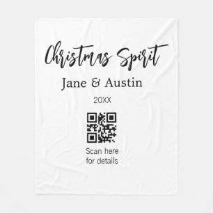 Christmas Spirit wedding couple name QR scan date Fleece Blanket