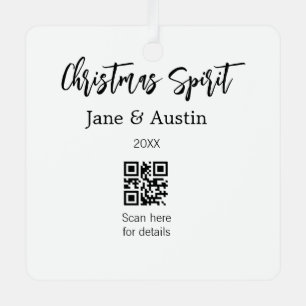Christmas Spirit wedding couple name QR scan date Metal Tree Decoration