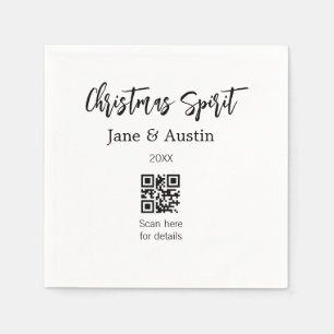Christmas Spirit wedding couple name QR scan date Napkin