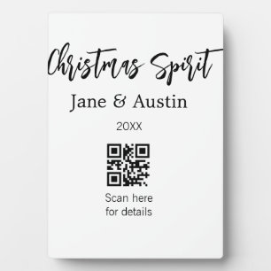 Christmas Spirit wedding couple name QR scan date Plaque