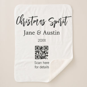 Christmas Spirit wedding couple name QR scan date Sherpa Blanket