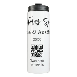 Christmas Spirit wedding couple name QR scan date Thermal Tumbler