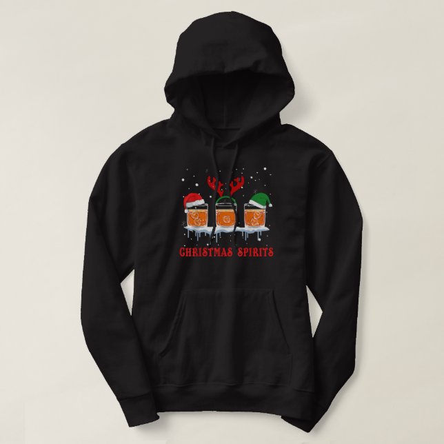 Christmas Spirits Bourbon Scotch Whiskey Funny T S Hoodie (Design Front)