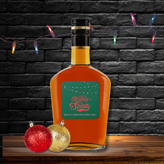 Christmas Spirits Custom Name Holiday Lights Green Square Sticker