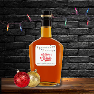 Christmas Spirits Custom Name with Holiday Lights Square Sticker