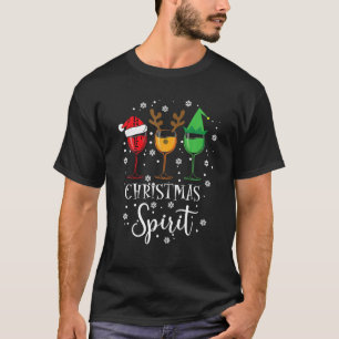 Christmas Spirits Glasses Of Wine Funny Xmas Holid T-Shirt