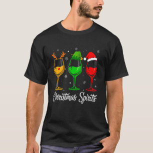 Christmas Spirits Glasses Of Wine Xmas Holidays Pa T-Shirt