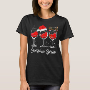Christmas Spirits Glasses Of Wine Xmas Holidays Pa T-Shirt