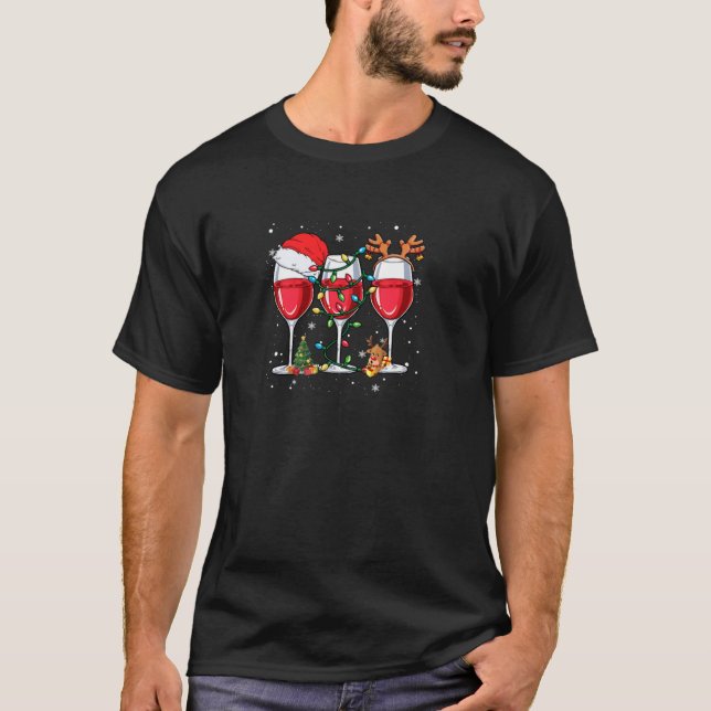 Christmas Spirits Glasses Of Wine Xmas Winter Holi T-Shirt (Front)