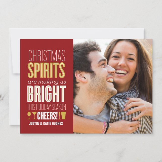 Christmas Spirits Holiday Photo Card (Front)