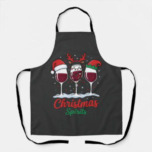 Christmas Spirits Red Wine Glasses Apron