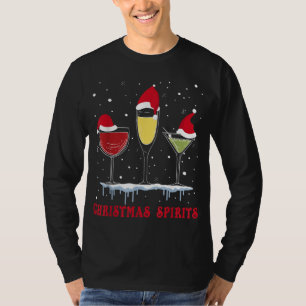 Christmas Spirits Wine Bubbly Martinis Holiday Dri T-Shirt