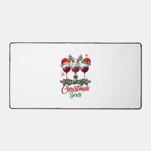 Christmas Spirits Wine Glasses Reindeer Antlers Pi Desk Mat